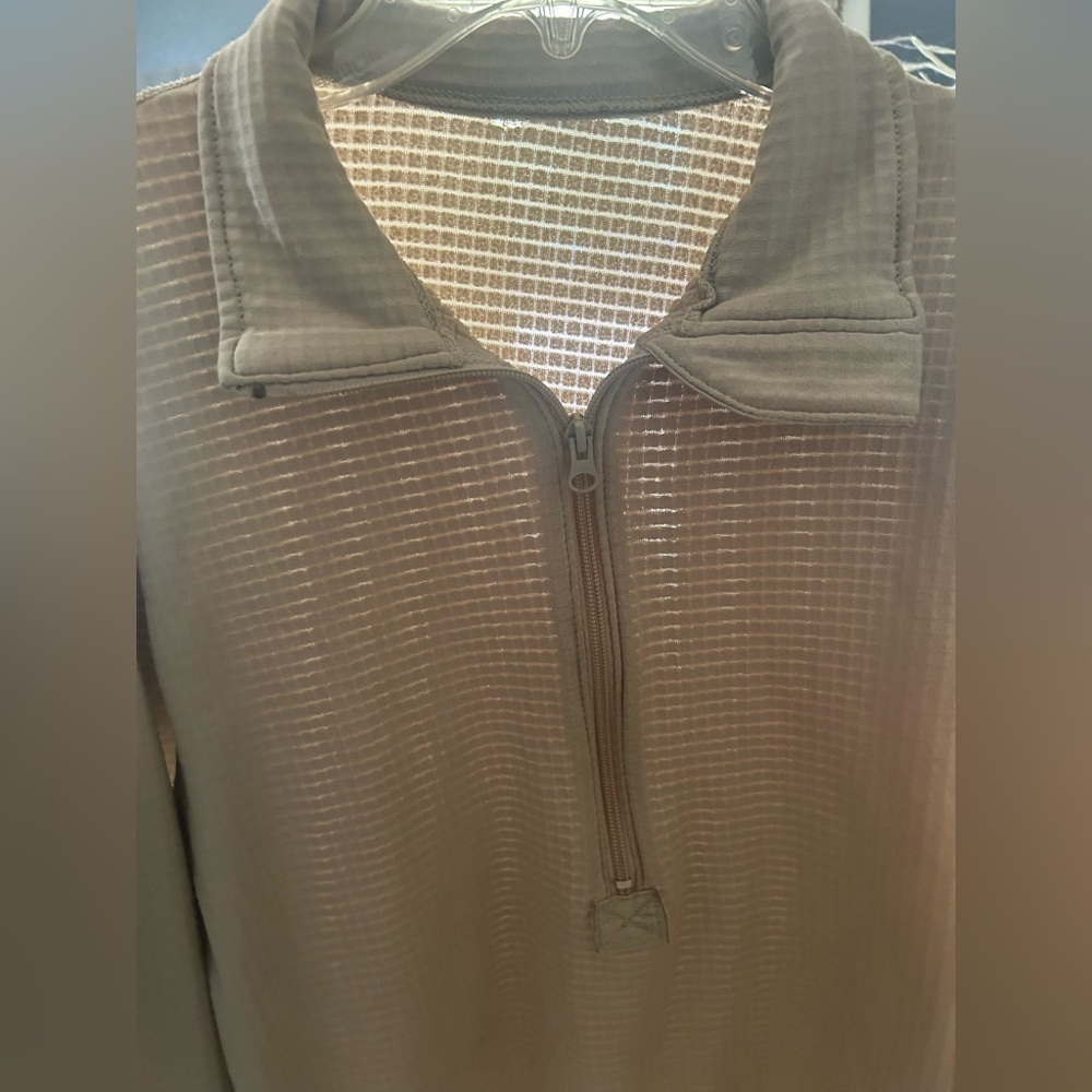 POLARTEC Fleece Desert Tan Quarter Zip Long Sleeve Collared Pullover Size Small - Picture 10 of 10
